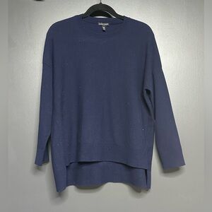 NWOT Eileen Fisher Crewneck high low wool sweater navy S
